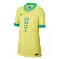Echipament fotbal Brazilia Vinicius Junior #7 Tricou Acasa Copa America 2024 pentru femei maneca scurta